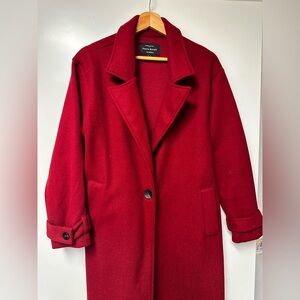 Red full length peacoat - Small